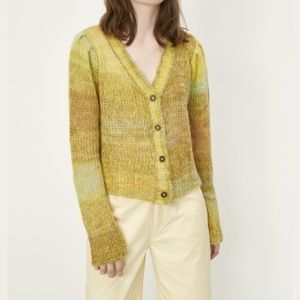 JUST x Free People Lotus Knit Mohair/Wool Blend Cozy Soft Cardigan Sweater Large